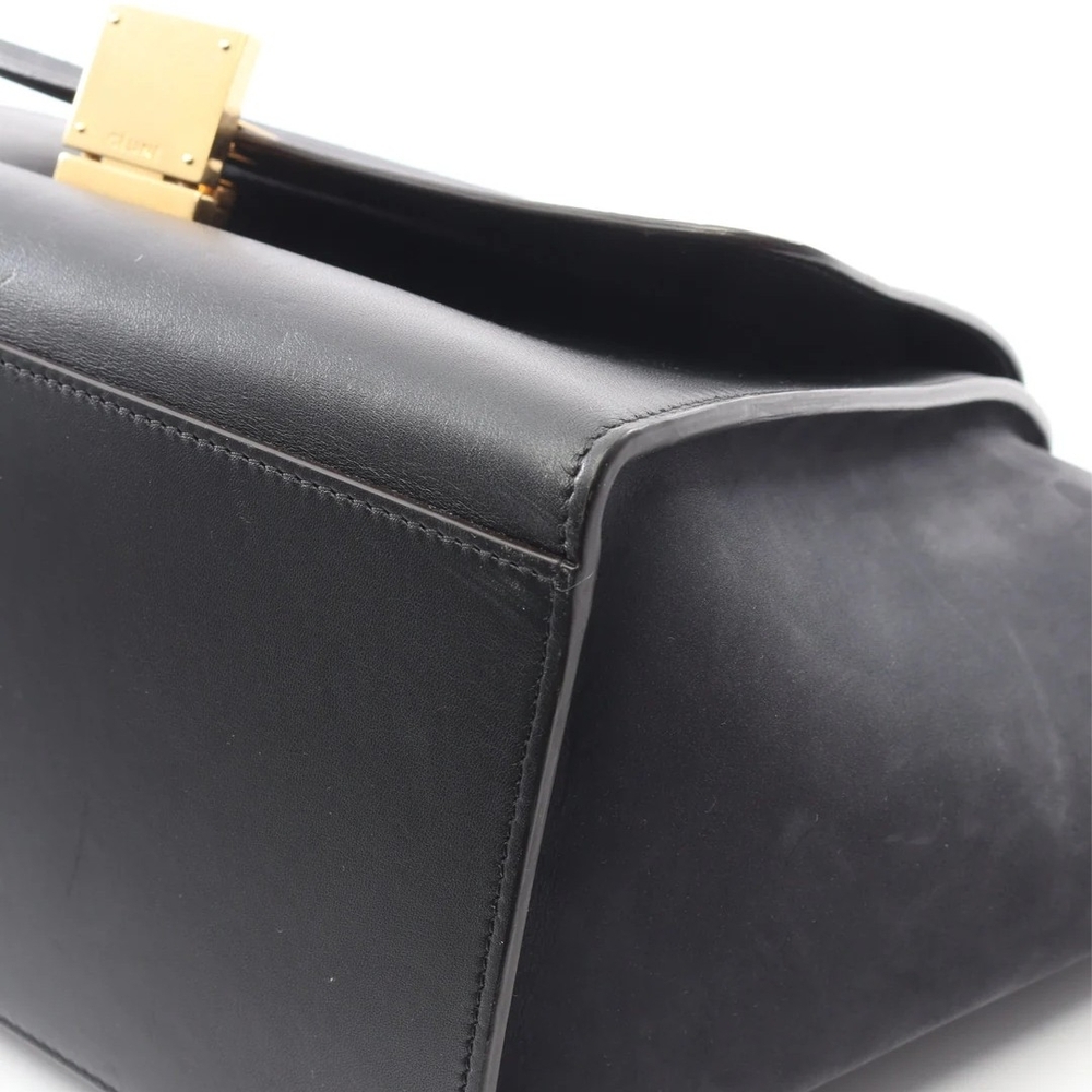 Celine Trapeze Bag | Black Croc-Embossed & Dark Navy Suede - Picture 6 of 11